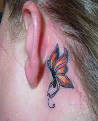 Butterfly tattoo behind the ear. 25 Sweet Butterfly Tattoos Creativefan Butterfly Tattoo Designs Tattoo Behind Ear Feather Tattoo Behind Ear