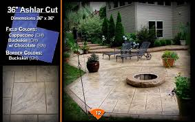 A mixed sized ashlar slate concrete stamped pattern with a coffee stain color. Stamped Concrete Design Catalog Arlington Concrete