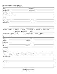 Behavior Incident Report Report Template Incident Report Behavior Report Incident Report Form