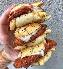 Eat This On Instagram Garlic Knot Chicken Parm Sliders Eatthis Credit Macchinanyc Garlic Knots Recipes Chicken Parm