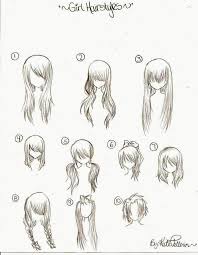 Draw an outline of the head using a pencil, this. Girl Anime Hairstyles Manga Hair Anime Drawings For Beginners Girl Hair Drawing