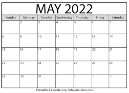 Free Printable May 2022 Calendar