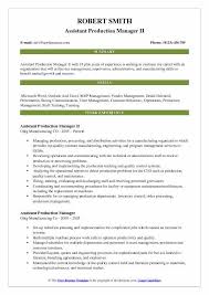 Responsible for those departmental metrics, including productivity, safety, quality, waste and any other metrics required by the company Assistant Production Manager Resume Pdf April 2021