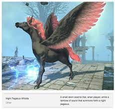 When submitting a bug report, please use the below template and thoroughly fill out the necessary information. Night Pegasus Mount Are They Talking About The 2nd Boss From Sohr Kai As A Mount D Ffxiv