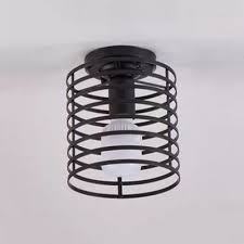My guess is to use a screwdriver and pry the fixture off the ceiling (i am assuming springs hold it up), but am afraid to break it. Industrial 6 3 W Flush Mount Ceiling Fixture With Cylinder Metal Cage In Black Takeluckhome Com