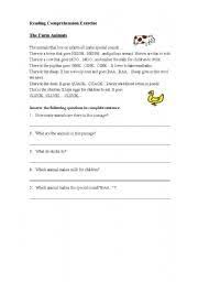 English Worksheet Farm Animals Reading Comprehension Reading Comprehension Farm Animals Comprehension