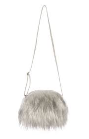 Grey Faux Fur Cross Body Bag Bags Faux Fur Crossbody Bag