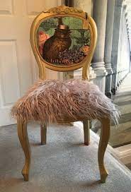 black sheep interiors gold chair with owl back and silver mongolian fur seat funky chairs furniture restoration chair
