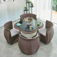 Abreo's garden dining table sets are available in range of colours and sizes, and are the ideal serve up the style this summer when dining alfresco with our stylish range of rattan garden sofa dining sets. 5 Pcs Patio Furniture Dining Set Metal Frame Wiht Pe Rattan Sectional Chair And Table For All Weather Outdoor And Indoor Garden Furniture Sets Aliexpress