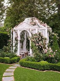Pink Rose Arbor Pavillion Walkway With Boxwood Hedge Very Beautiful Garden Design Garden Gazebo Dream Garden Beautiful Gardens