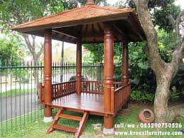 Gazebo Minimalis Kayu Glugu Kreasi Furniture Jepara Gazebo Halaman Belakang Desain Eksterior
