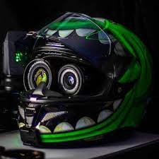 Hjc Rpha 11 Pro Mike Wazowski Motorcycle Helmet Cool Motorcycle Helmets Motorcycle Helmets Cool Motorcycles