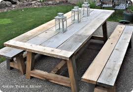 Reclaimed Wood Outdoor Dining Table And Benches Knockoffdecor Com Diy Picnic Table Outdoor Dining Table Wood Patio Furniture