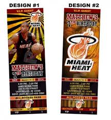 miami heat ticket birthday party invitations printable