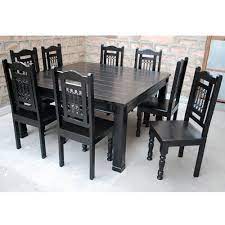 Check out our wide selection of full dining hall table and chair sets to find a great price on great brands like cindy crawford , eric church and sofia vergara , in traditional , rustic , transitional , formal , dining sets under $500 , and more. 1c 60 Inch Rustic Black Wood 8 Seater Square Dining Table Square Dining Tables Square Dining Room Table Square Dining Table Set