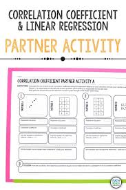 Correlation Coefficient Partner Activity Linear Regression Linear Regression Linear Relationships Kids Math Worksheets