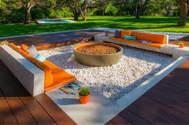 Curved bench pinterest fire pit seating curved outdoor. Built In Concrete Benches Around Fire Pit Hgtv