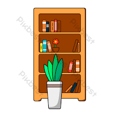 Dalam rangka mengoleksi buku tentu sangat dibutuhkan rak untuk mengorganisir agar tertata rapi. Drawing Cartoon Bookcase And Green Plant Commercial Elements Png Images Psd Free Download Pikbest