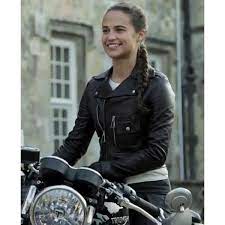 Lara Croft Tomb Raider Black Leather Jacket Free Shipping Usa Tomb Raider Alicia Vikander Black Biker Jacket Tomb Raider