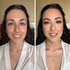 Glowing bridal makeup before and after