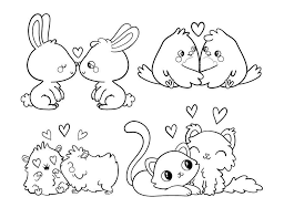 Kawaii Animaux Amoureux A Colorier Artherapie Ca Cute Doodle Art Cute Doodles Coloring Pages