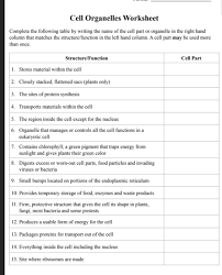 Do plants have cells like yours? Cell Organelles Worksheet Complete The Following Chegg Com