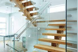 White Oak Mono Stringer With Stainless Steel Hand Rail Modern Staircase Edmonton By Specialized Stair And Rail Houzz