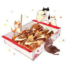 Commission Open On Instagram This Commission Makes Me Want To Buy A Pan And Make Some Takoyaki Watercolor Cats Tak Cute Food Art Takoyaki Geek Crafts