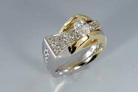 Contemporary Engagement Ring With Marquise Diamond Pave And Channel Set Diamonds In 18k White Unique Engagement Rings Green Amethyst Ring Engagement Rings
