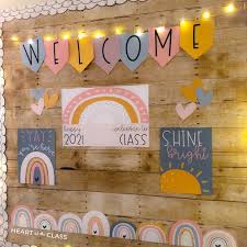 Roll measures 4' x 12'. Free Boho Rainbow Bulletin Board Heart Of The Class