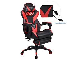 Elecwish Massage Racing Gaming Chair With Footrest Reclining Ergonomic High Back Office Chair With Headrest And Lumba Support Red Newegg Com