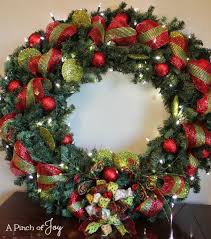 Finished Wreath A Pinch Of Joy Outdoor Christmas Wreaths Large Christmas Wreath Christmas Wreaths With Lights