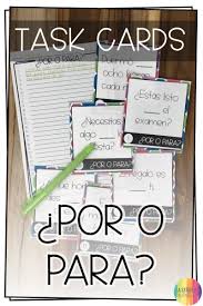 Por Y Para Task Card Activity And Worksheet Task Card Activities Greek Language Learning Task Cards