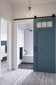 The fan swings back and forth flush against the wall. Barn Door For Bathroom Is It A Good Idea