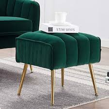 Ottomans can add storage and a footrest to chairs that do not recline. Amazon Com Altrobene Tufted Velvet Ottoman Foot Stool With Gold Legs For Living Room Bedroom Green Kitchen Dini Upholstered Ottoman Ottoman Velvet Ottoman