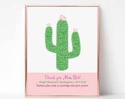 Simply print, trim to size. Cactus Teacher Gift Print Teacher Gifts Print Gifts Personalized Family Art
