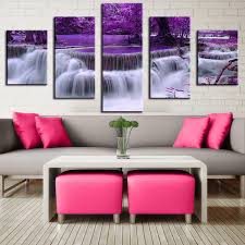 The concept of repair in the apartment and painting the walls. 5 Piece Large Size Beatiful Waterfall With Purple Trees Modern Creative Home Wall Decor Canvas Picture Art Hd Print Wall Painting Set Of 5 Each Canvas Arts Home Decoration Design For Men