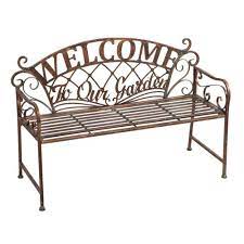 Find gorgeous outdoor benches at wayfair for your backyard or patio. Cape Craftsman 50 In Welcome To Our Garden Metal Outdoor Garden Bench 8mb045 The Home Depot