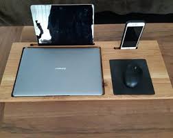 Portable Laptop Desk Oak Wood Lap Tray With Tablet Phone Etsy In 2020 Laptop Tray Lap Desk Laptop Stand
