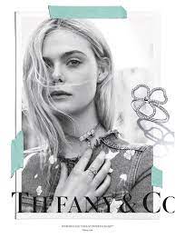 View of tiffany jewelry during the tiffany & co. Elle Fanning Charms In Black White For Tiffany Co Campaign Elle Fanning Tiffany And Co Tiffany Co