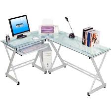 Tempered Glass Top Computer Desk