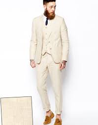 Herren Anzug Beige Slim Fit Anzug Herren Leinen Anzug Herren Leinenanzug