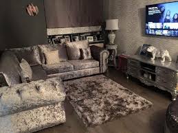 Corner 899 Chesterfield Crushed Velvet 6 Seat Corner In Grey Traditional But Mod Velvet Sofa Living Room Crushed Velvet Sofa Living Rooms Velvet Living Room