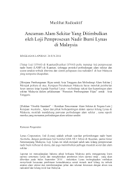 Tinjauan pengetahuan dan kesedaran alam sekitar di kalangan pelajar orang asli. Https Www Greenpeace Org Static Planet4 Malaysia Stateless 2014 06 D9912f50 Malay Lynas Pdf