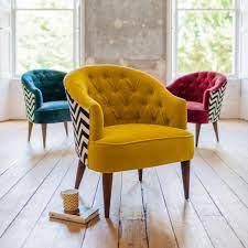 Myakka Velvet Jazz Tub Chair Mustard Patterned Chair Single Sofa Chair Leather Dining Chairs