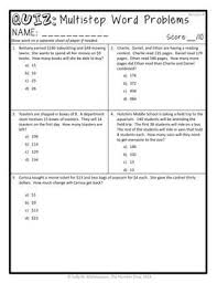 Multistep Word Problems Quiz 4th Grade 4 Oa 3 Assessment 2 Versions Multi Step Word Problems Word Problems Solving Word Problems