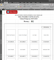 Aplikasi denah duduk peserta ujian dengan excel ini diupload ke google drive dengan format spreadsheet .xlsx. Aplikasi Administrasi Ujian Komplit