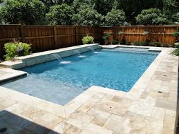 Terrific Non Slip Pool Deck Materials With Travertine Around Swimming Pools And Wood Shadow Box Fence Pa Travertine Pool Travertine Pool Decking Rectangle Pool