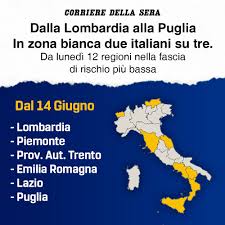 Lazio zona bianca dal 14 giugno con puglia, lombardia, emilia romagna e piemonte. 4ltunrr4a35 Rm