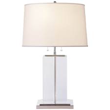 Shop wayfair for all the best crystal table lamps. Visual Comfort Block Large Crystal Table Lamp With Cotton Shades